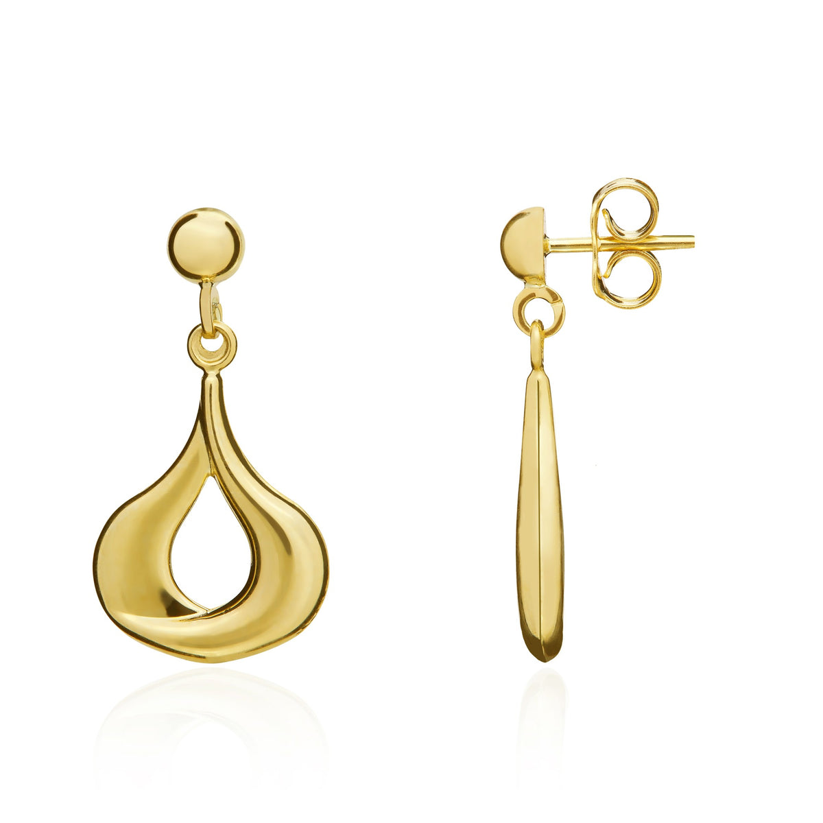 9ct Yellow Gold Wide Pear Drop Earrings