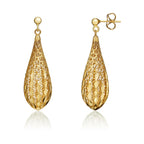 9ct Yellow Gold Openwork Torpedo Drop Earrings - view 2