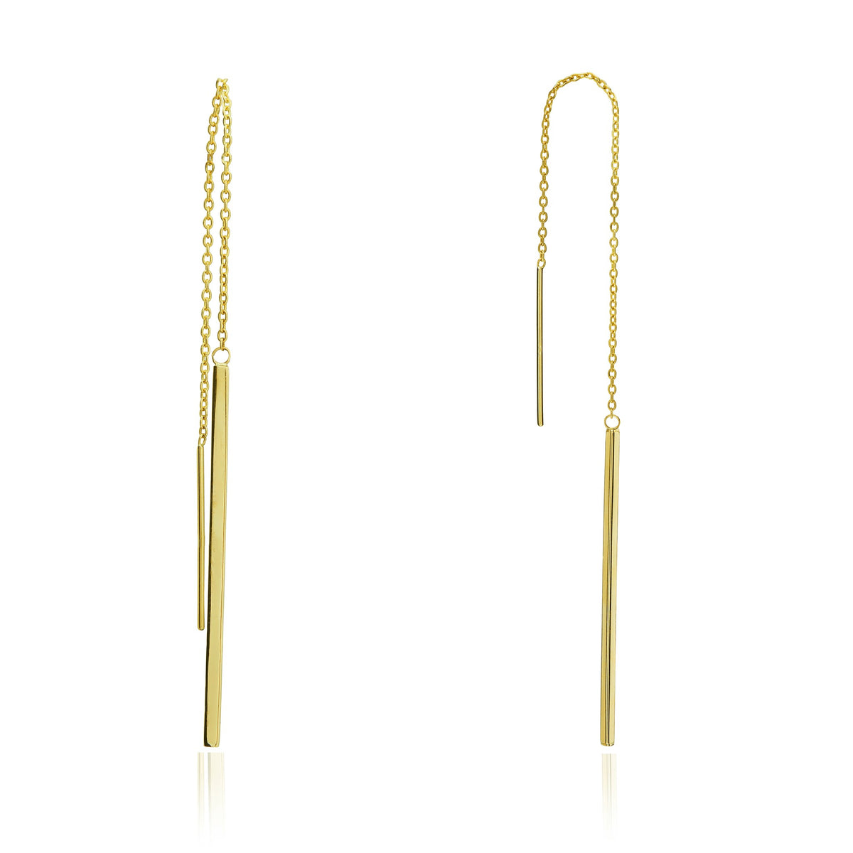 9ct Yellow Gold Bar Pull-Through Earrings
