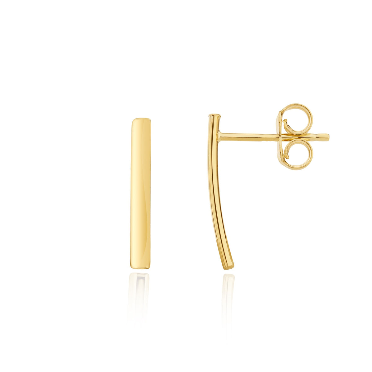9ct Yellow Gold Curved Bar Drop Earrings