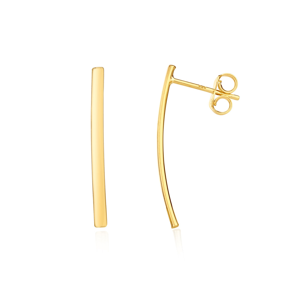 9ct Yellow Gold Curved Bar Drop Earrings