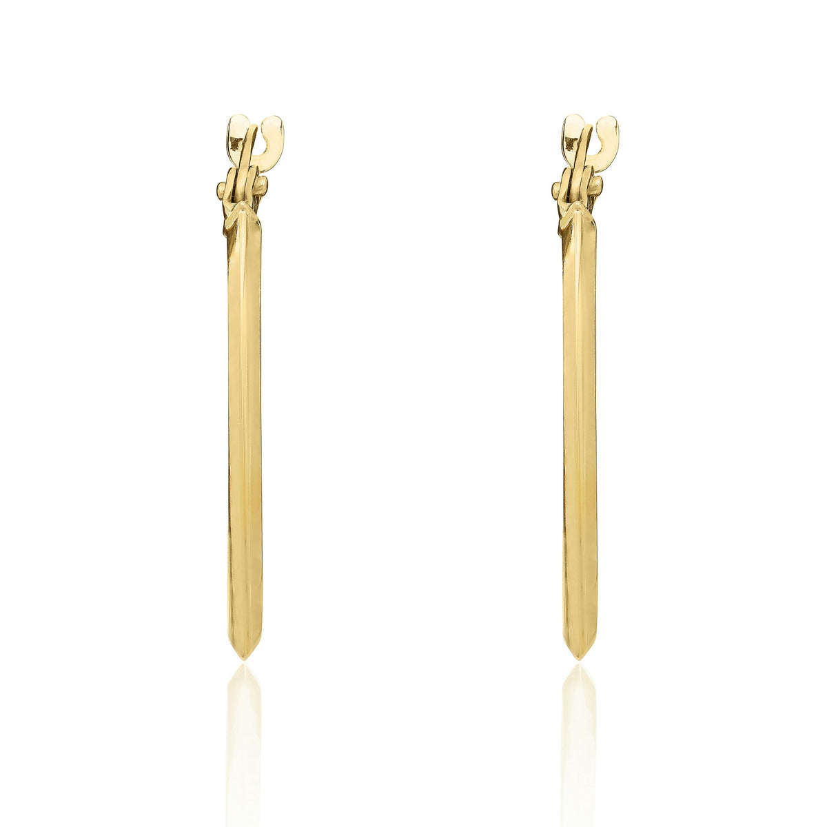 9 Carat Yellow Gold Beautifully Polished Flat Bevelled Oval Hoop Earrings - view 2