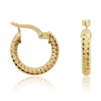 9ct Yellow Gold Dia-Cut Hoop Earrings - view 1