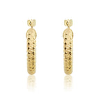 9ct Yellow Gold Dia-Cut Hoop Earrings - view 2