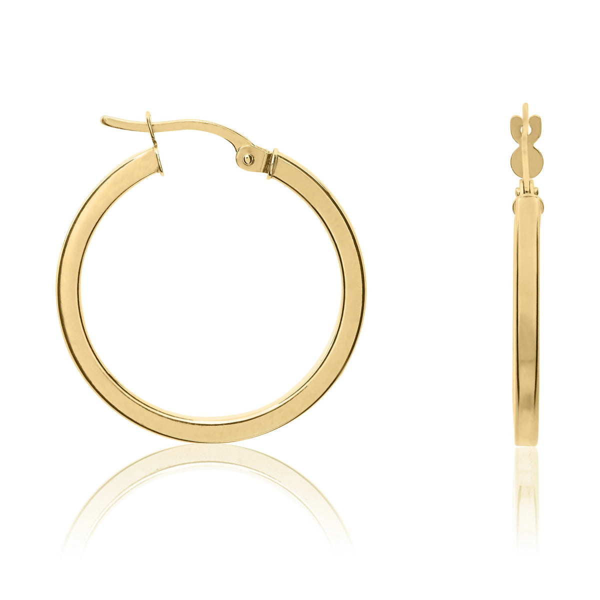 9ct Yellow Gold Square Tube Hoop Earrings
