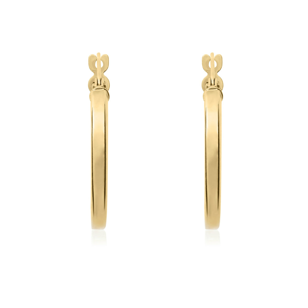 9ct Yellow Gold Square Tube Hoop Earrings - view 2