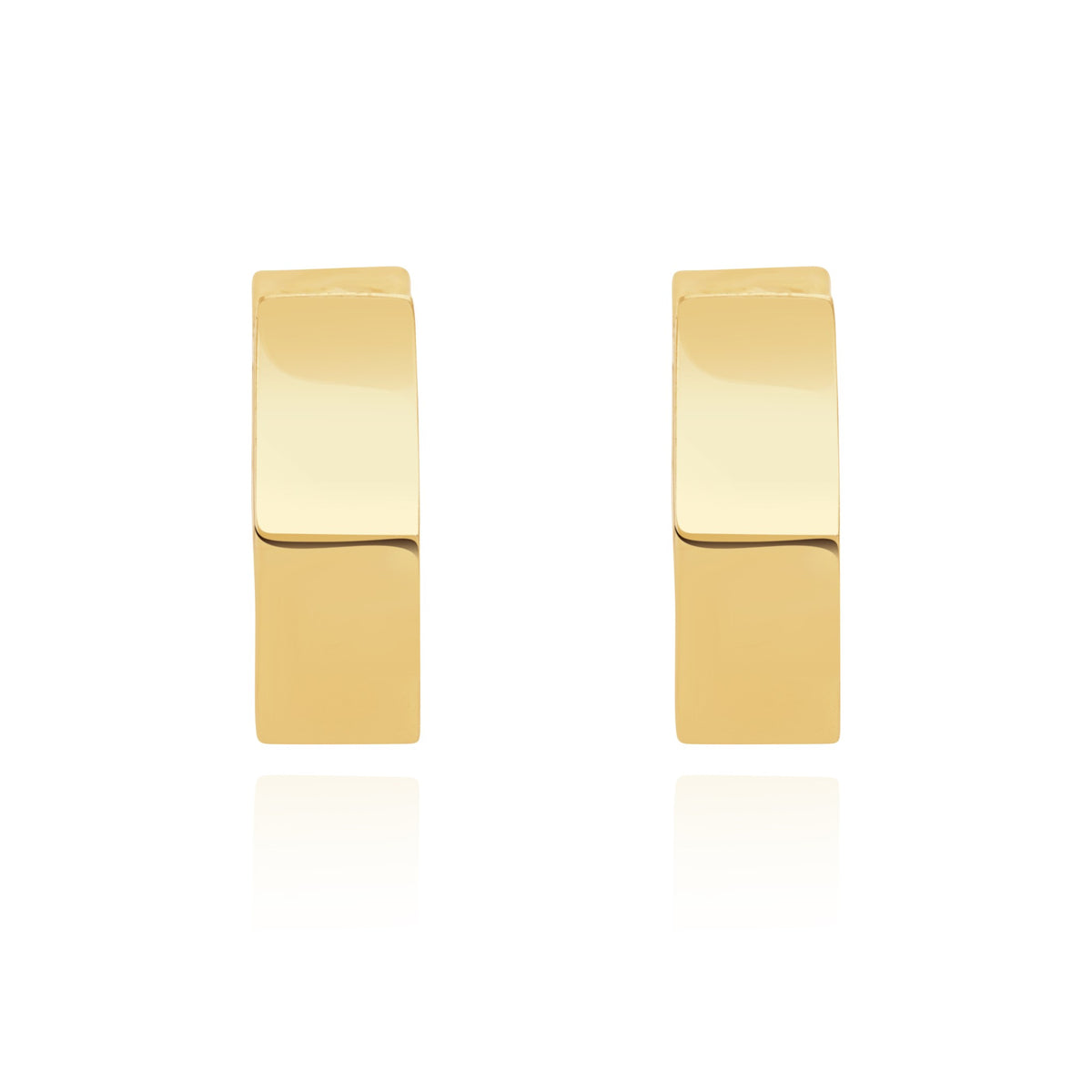 9ct Yellow Gold Hexagon Huggy Hoop Earrings - view 2