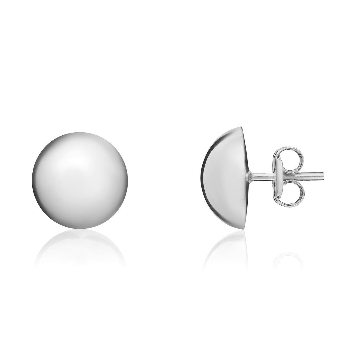 9ct White Gold Button Stud Earrings 9.5mm