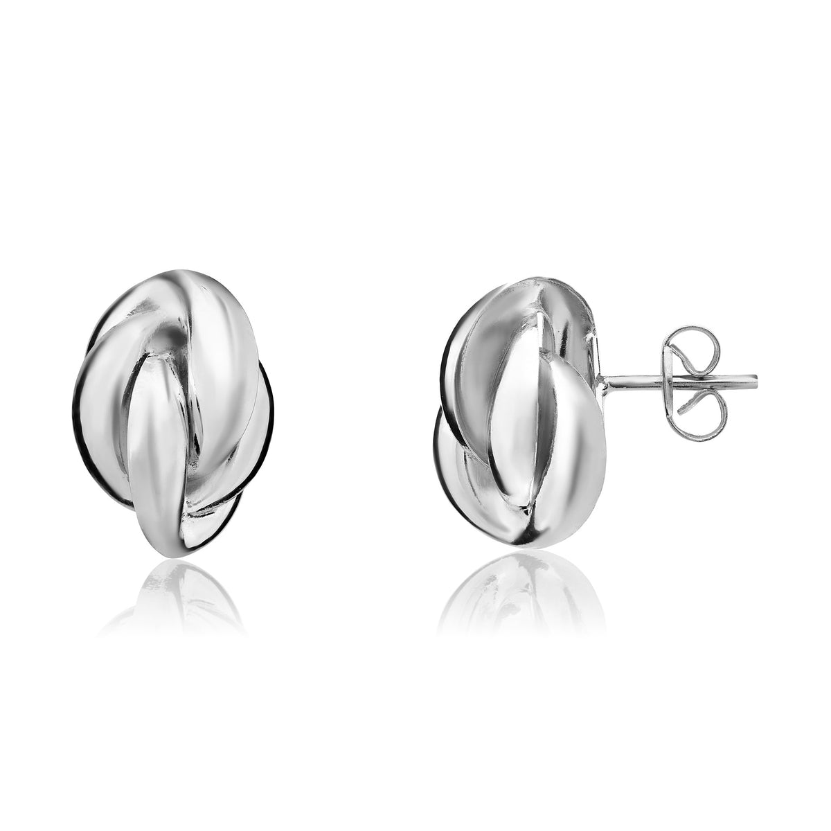 9ct White Gold Knot Stud Earrings