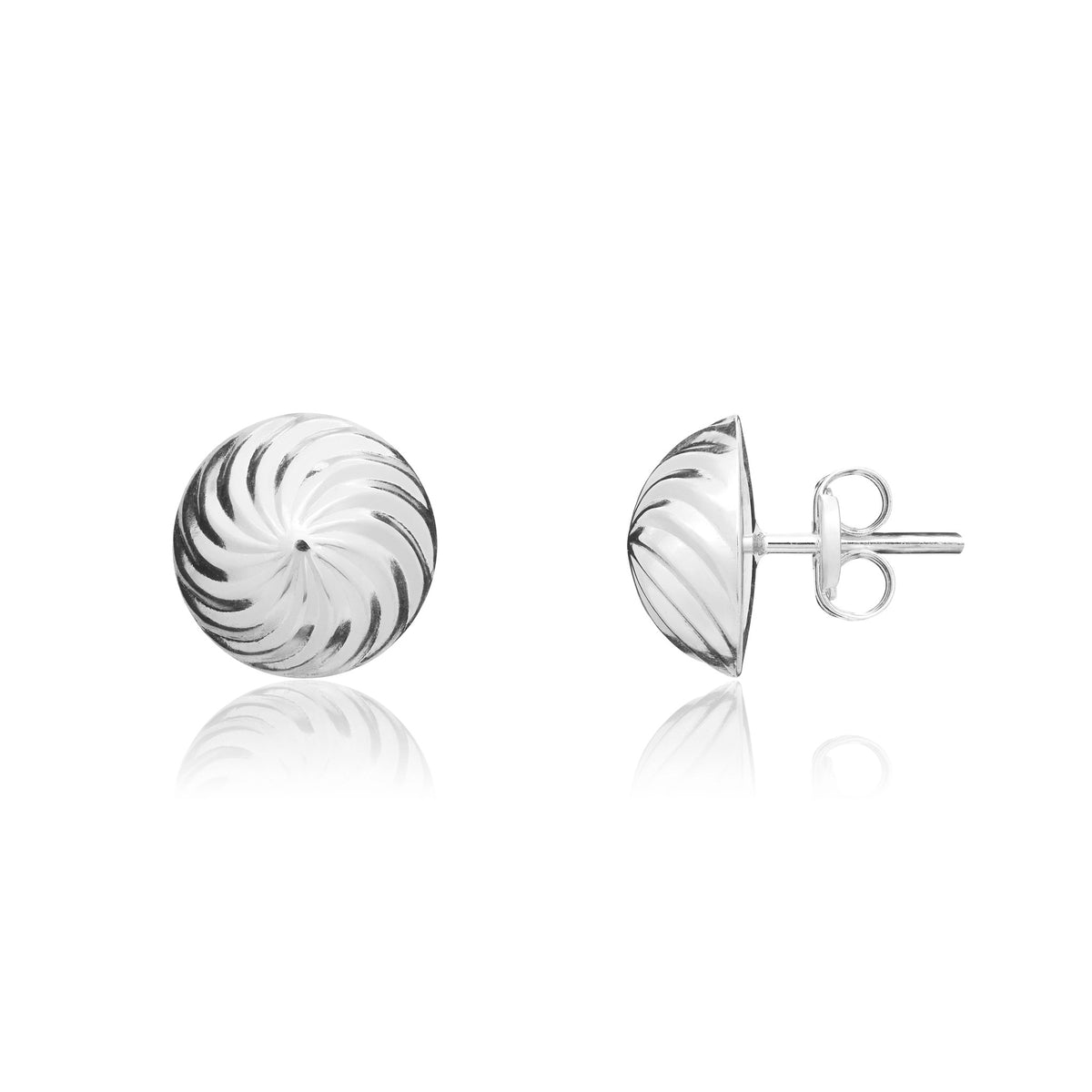 9ct White Gold Swirl Stud Earrings