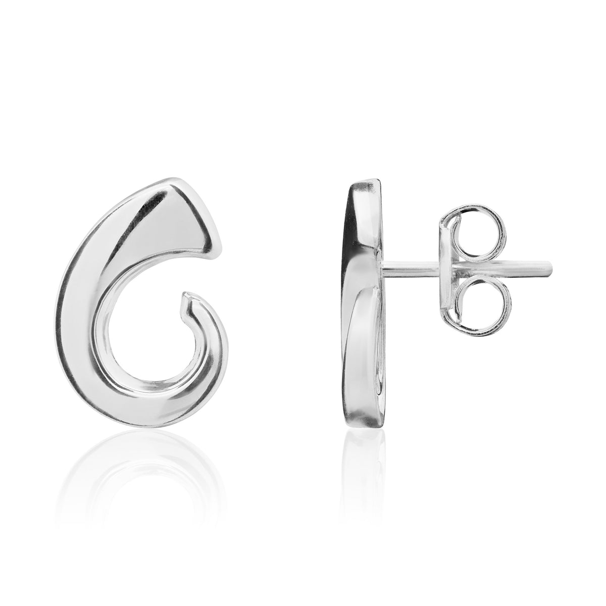 9ct White Gold Tusk Stud Earrings - view 1