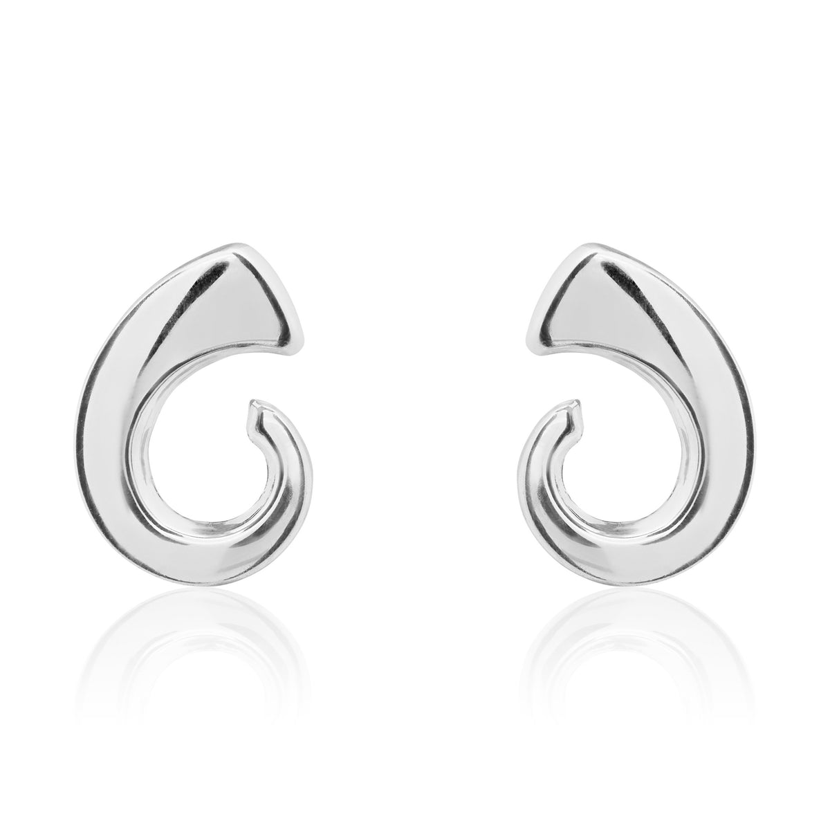 9ct White Gold Tusk Stud Earrings - view 2