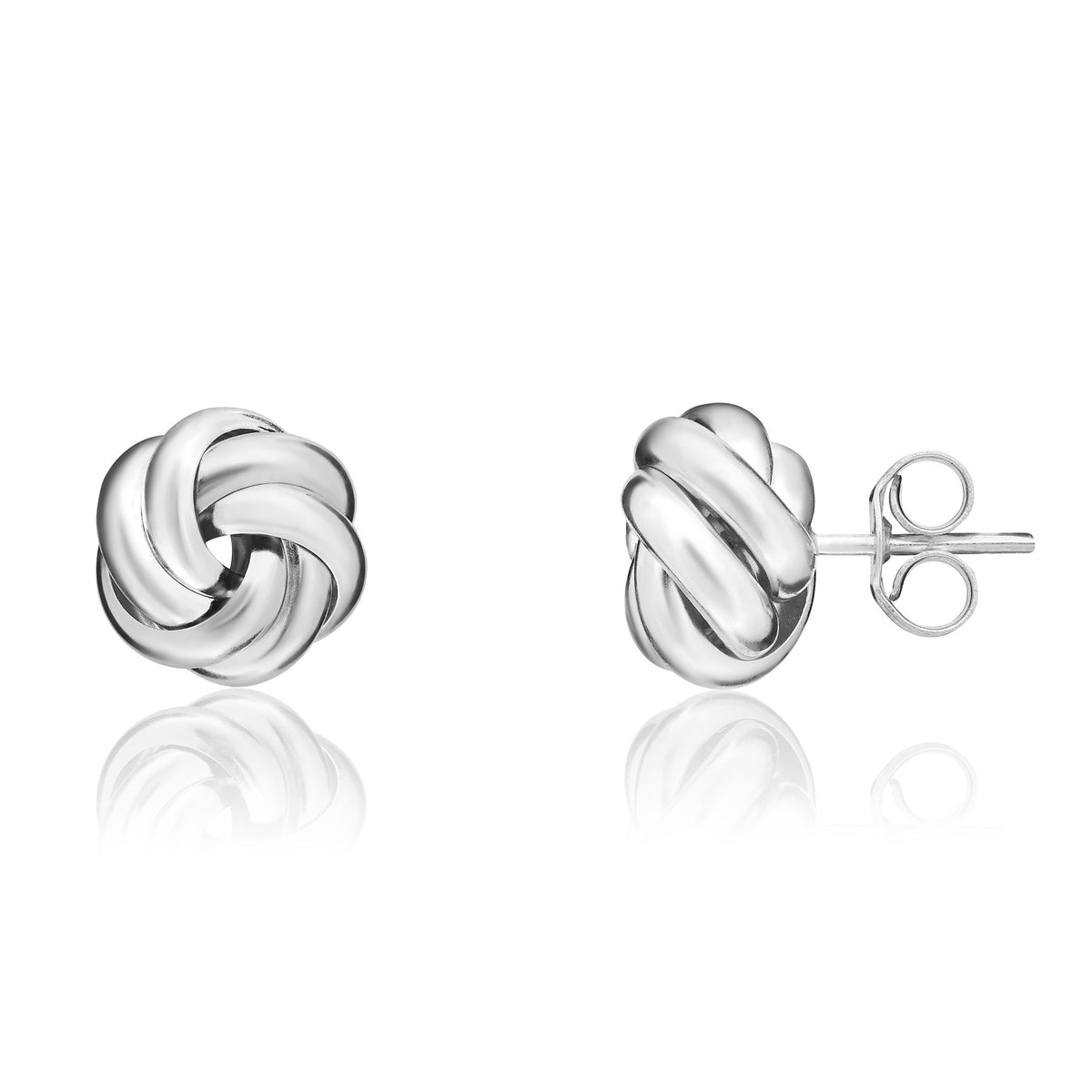 9ct White Gold Polished Two Row Knot Stud Earrings