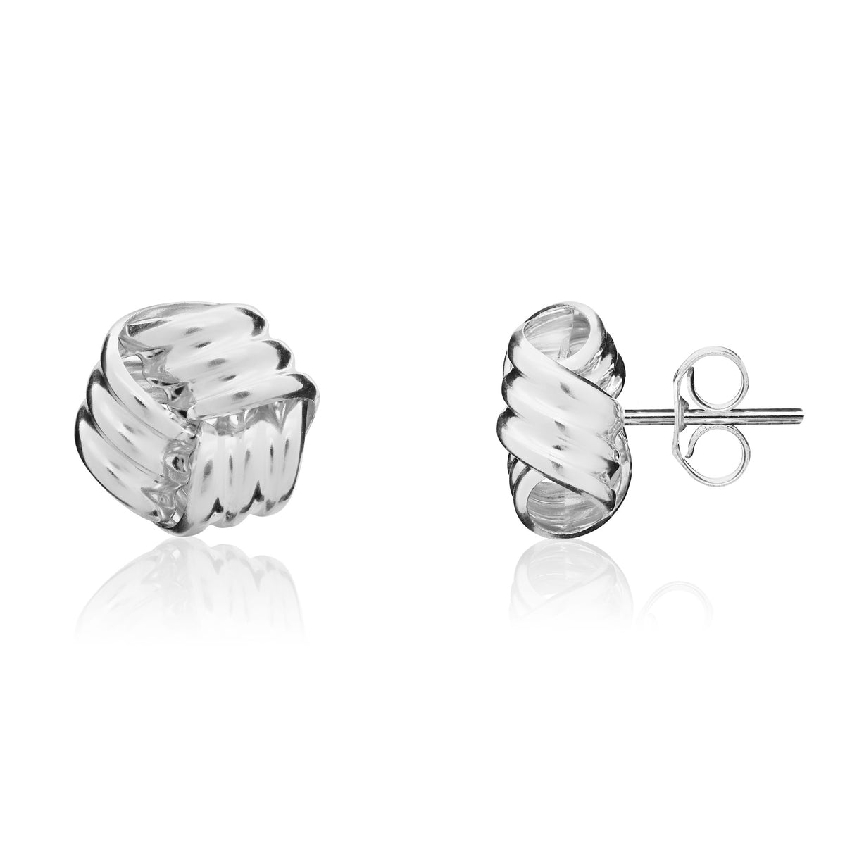 9ct White Gold Knot Stud Earrings