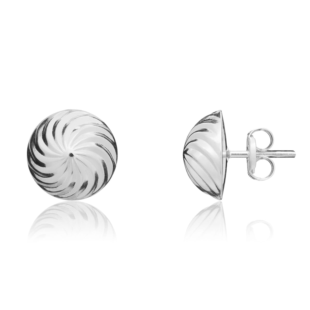 9ct White Gold Swirl Stud Earrings