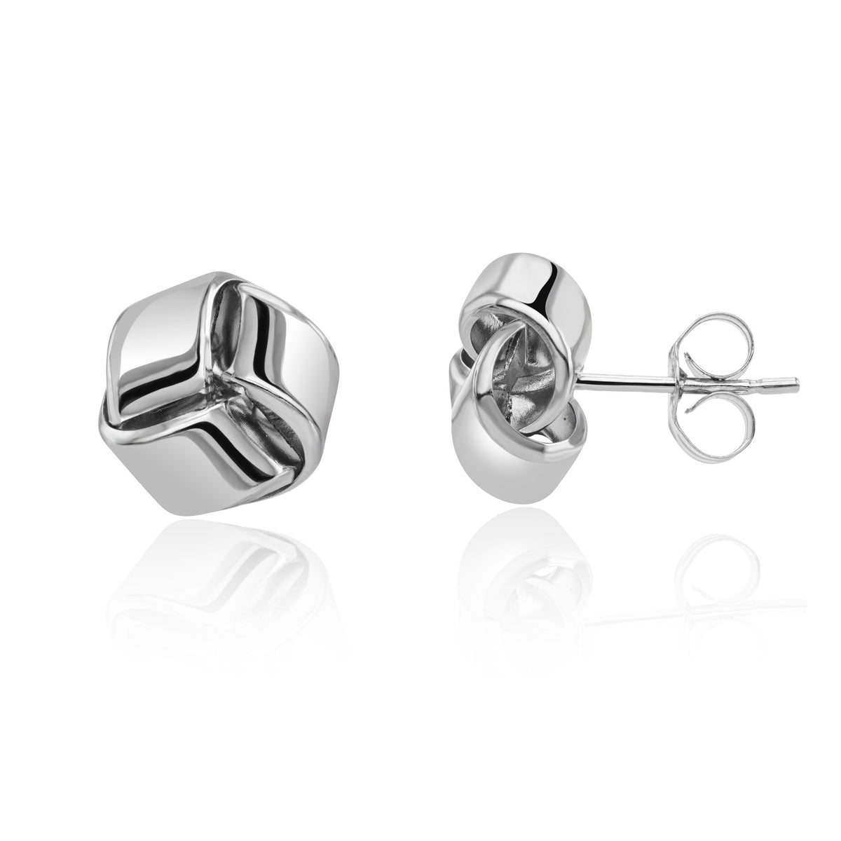 9ct White Gold Polished Knot Stud Earrings
