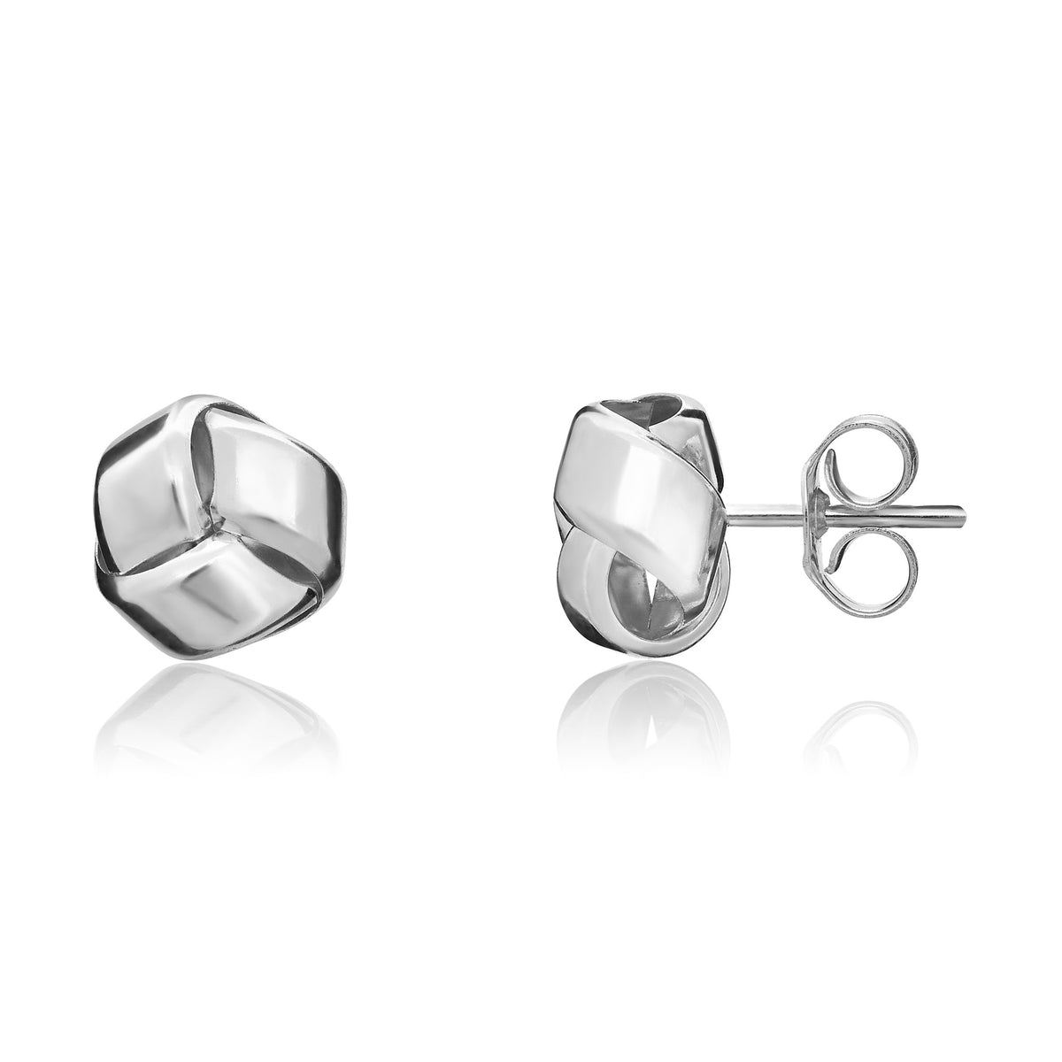 9ct White Gold Polished Knot Stud Earrings