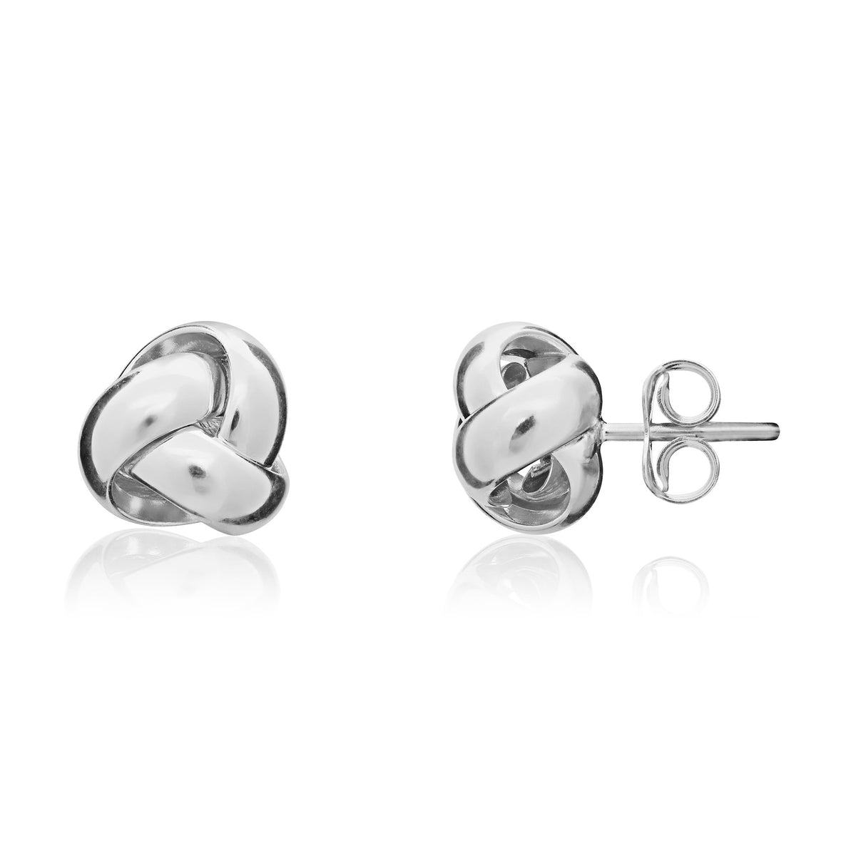 9ct White Gold Polished Knot Stud Earrings