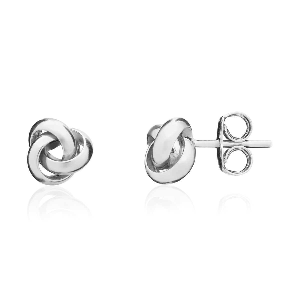 9ct White Gold Polished Knot Stud Earrings