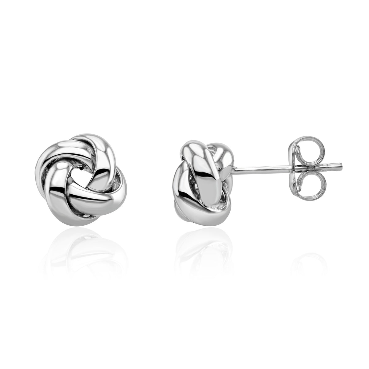 9ct White Gold Polished Four Strand Knot Stud Earrings