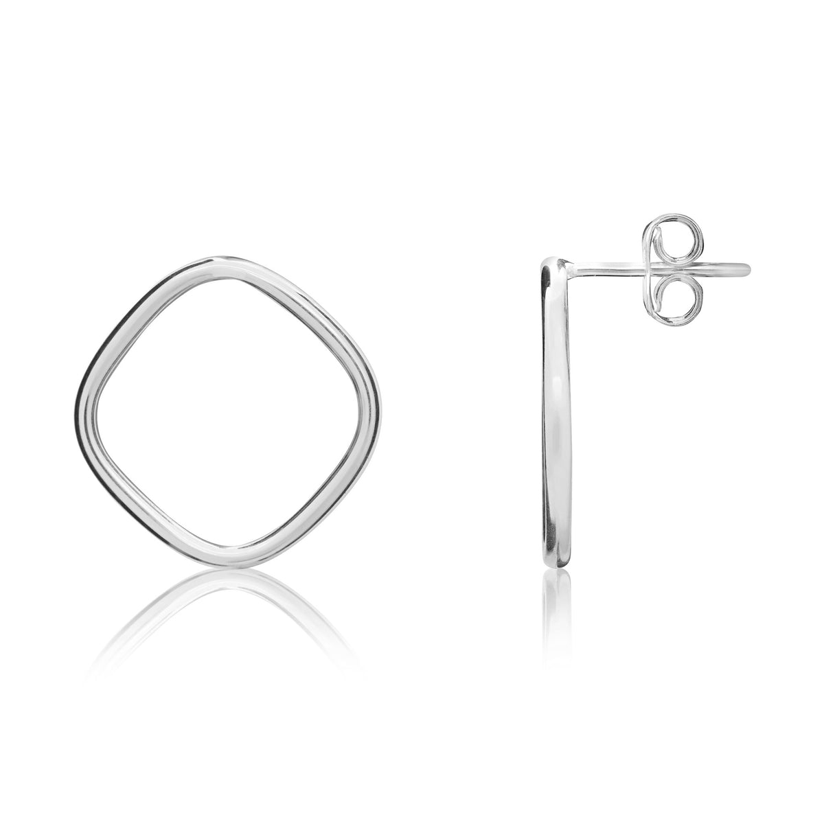 9ct White Gold Open Cushion Stud Earrings