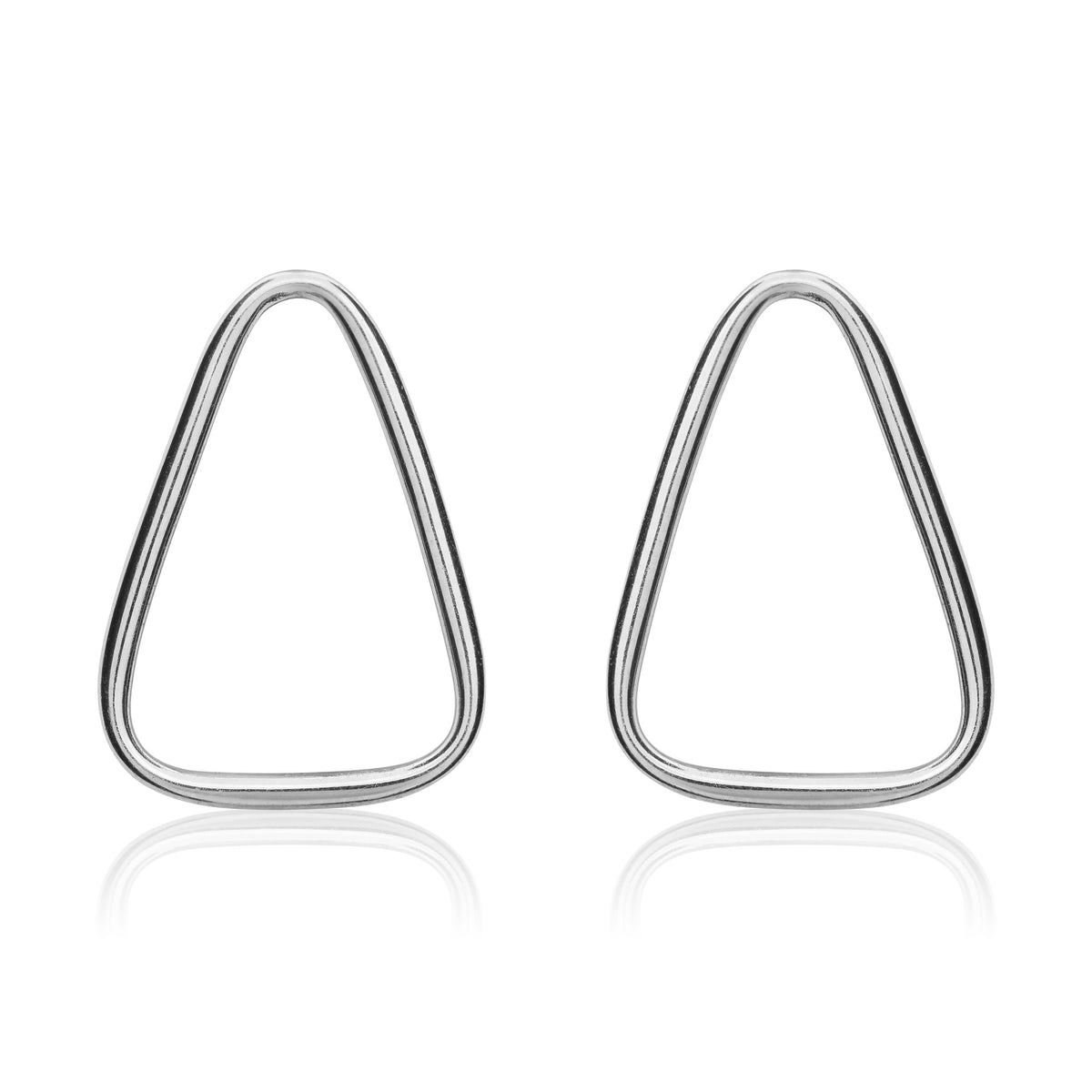 9ct White Gold Open Triangle Stud Earrings - view 2
