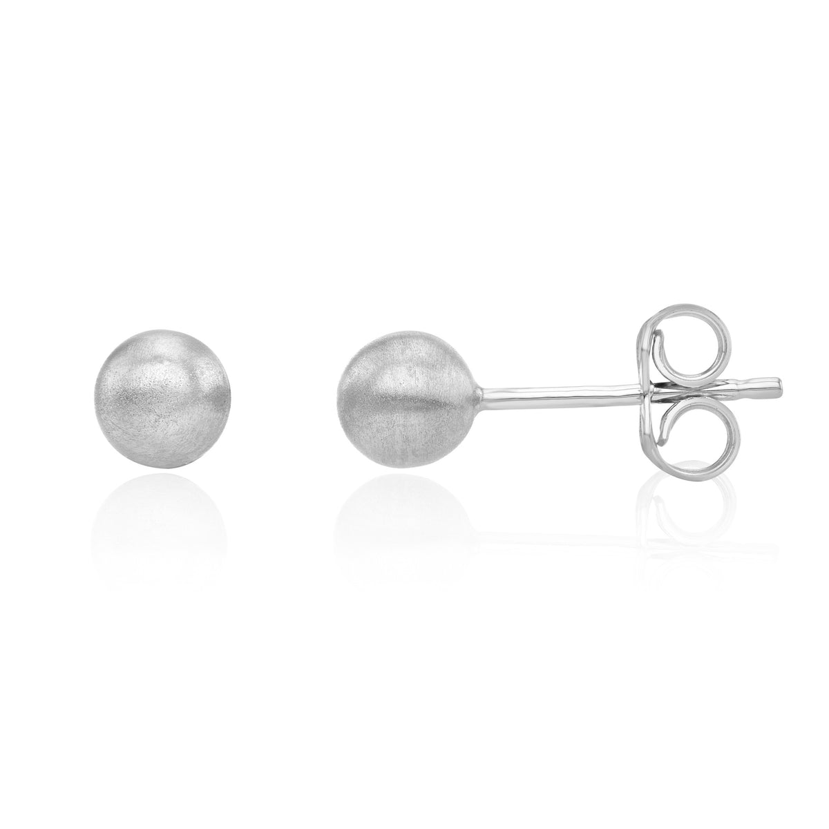 9ct White Gold Satin Ball Stud Earrings 5mm