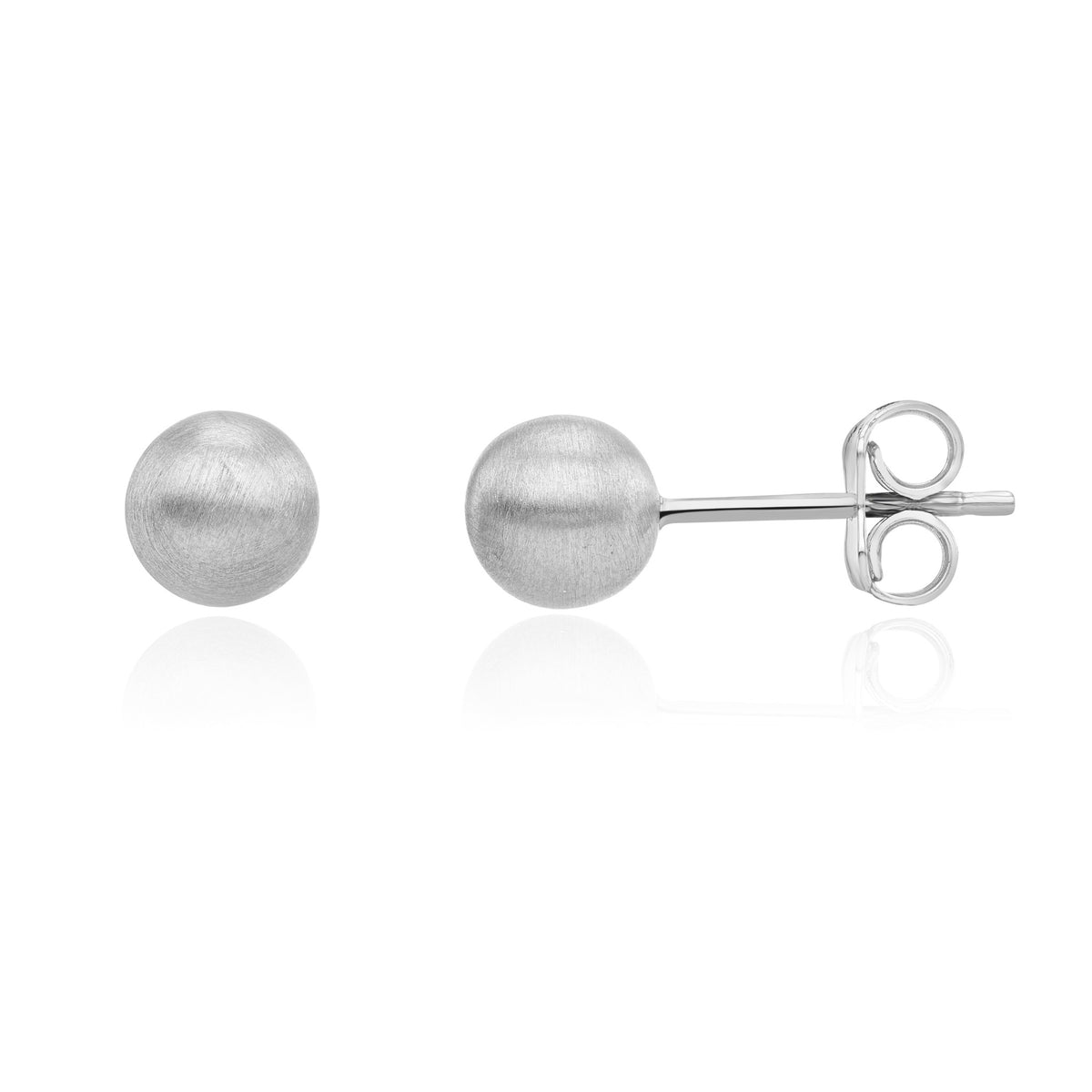 9ct White Gold Satin Ball Stud Earrings 6mm