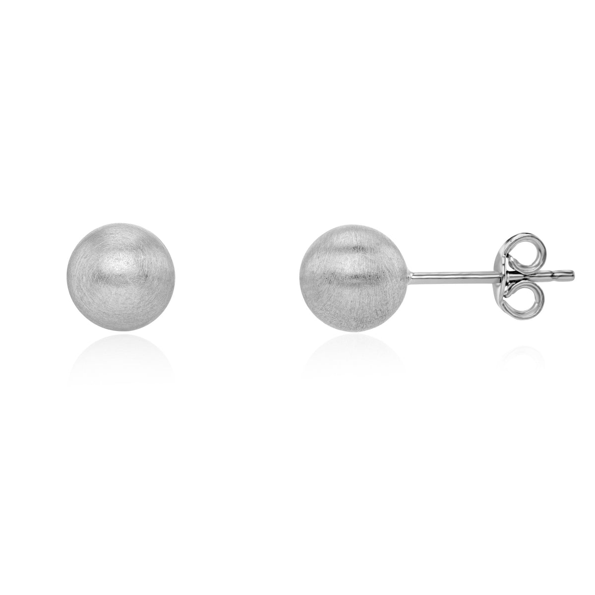 9ct White Gold Satin Ball Stud Earrings 7mm
