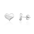 9ct White Gold 3d Polished Curve Heart Stud Earrings - view 1