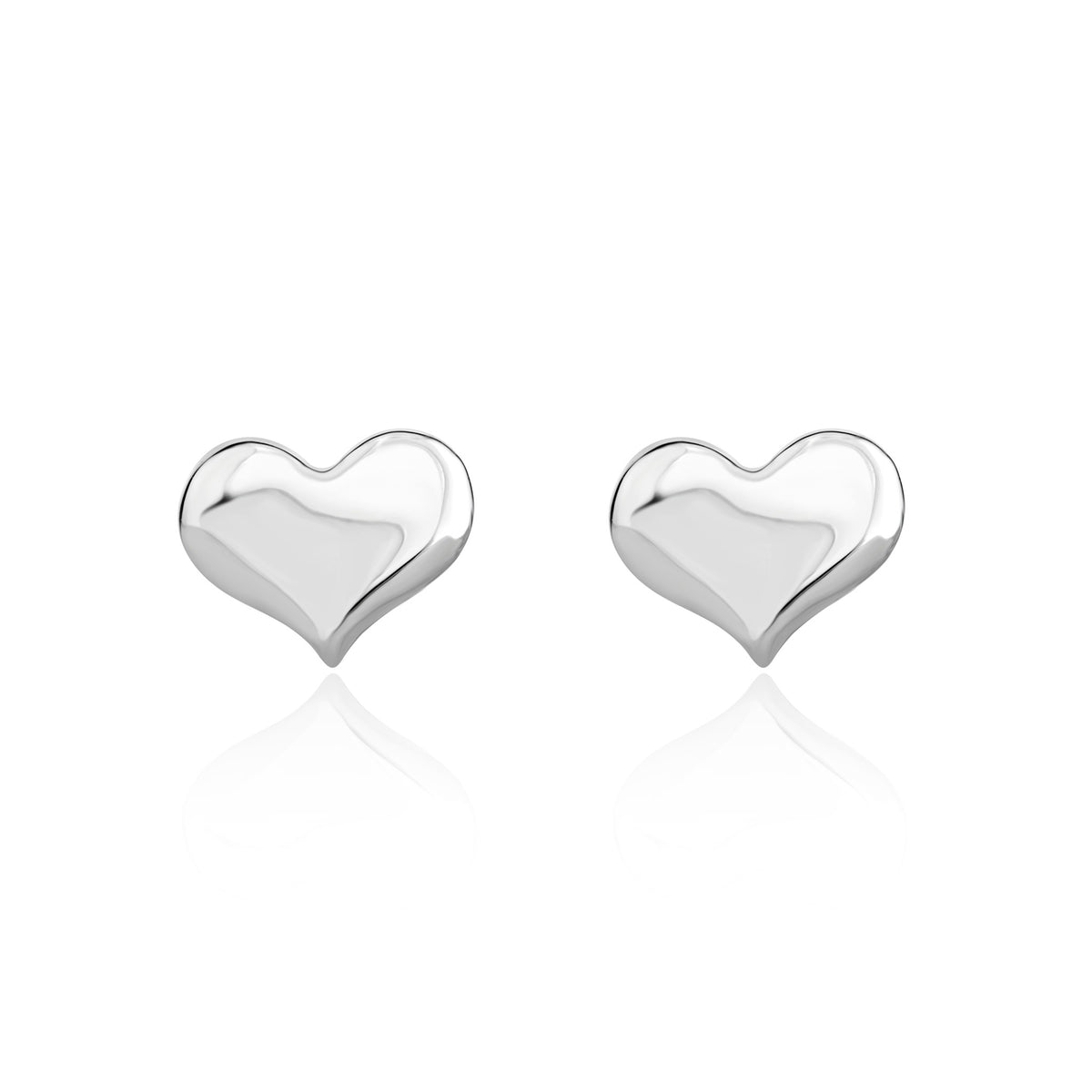 9ct White Gold 3d Polished Curve Heart Stud Earrings - view 2