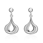 9ct White Gold Wide Pear Drop Earrings - view 2
