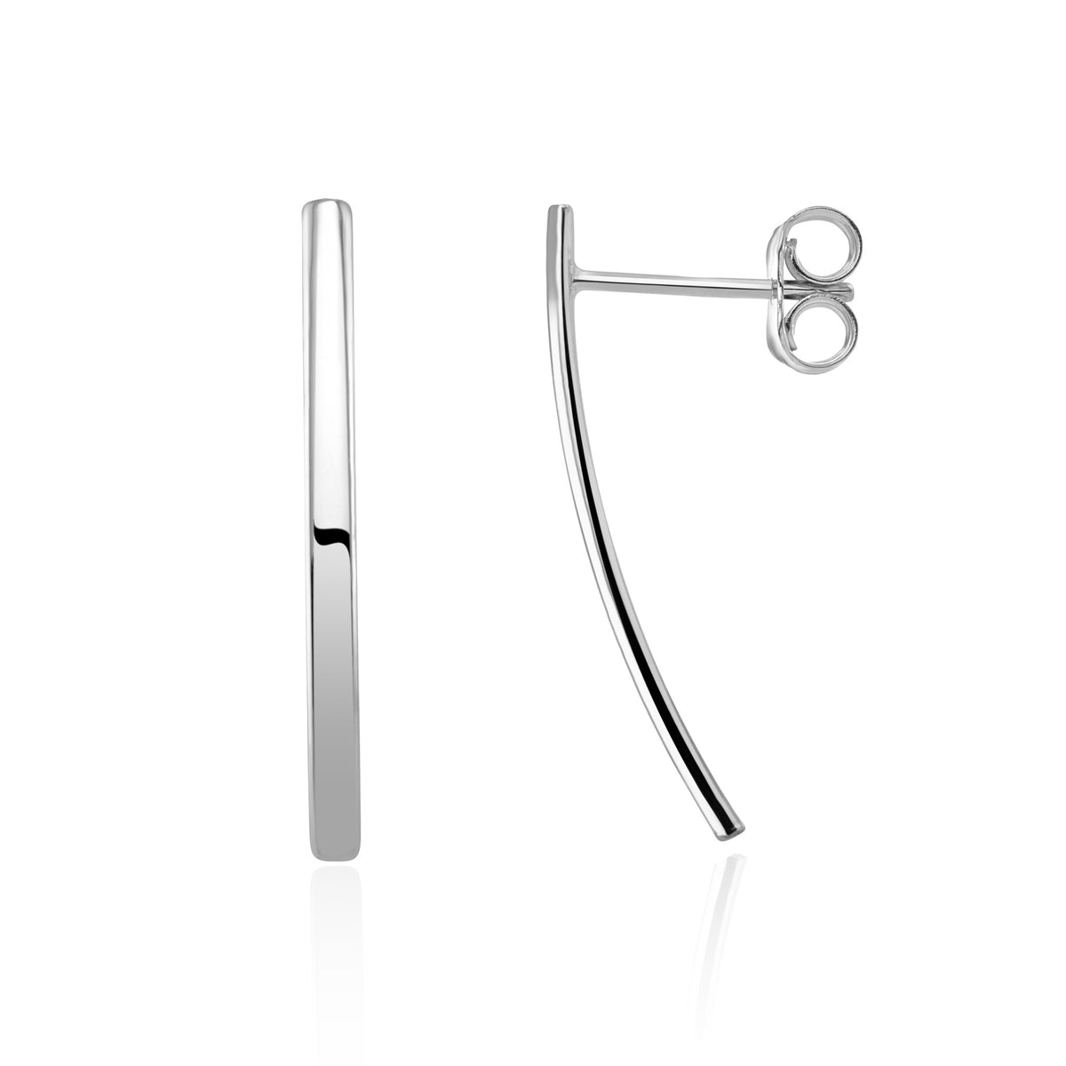 9ct White Gold Curved Bar Drop Earrings