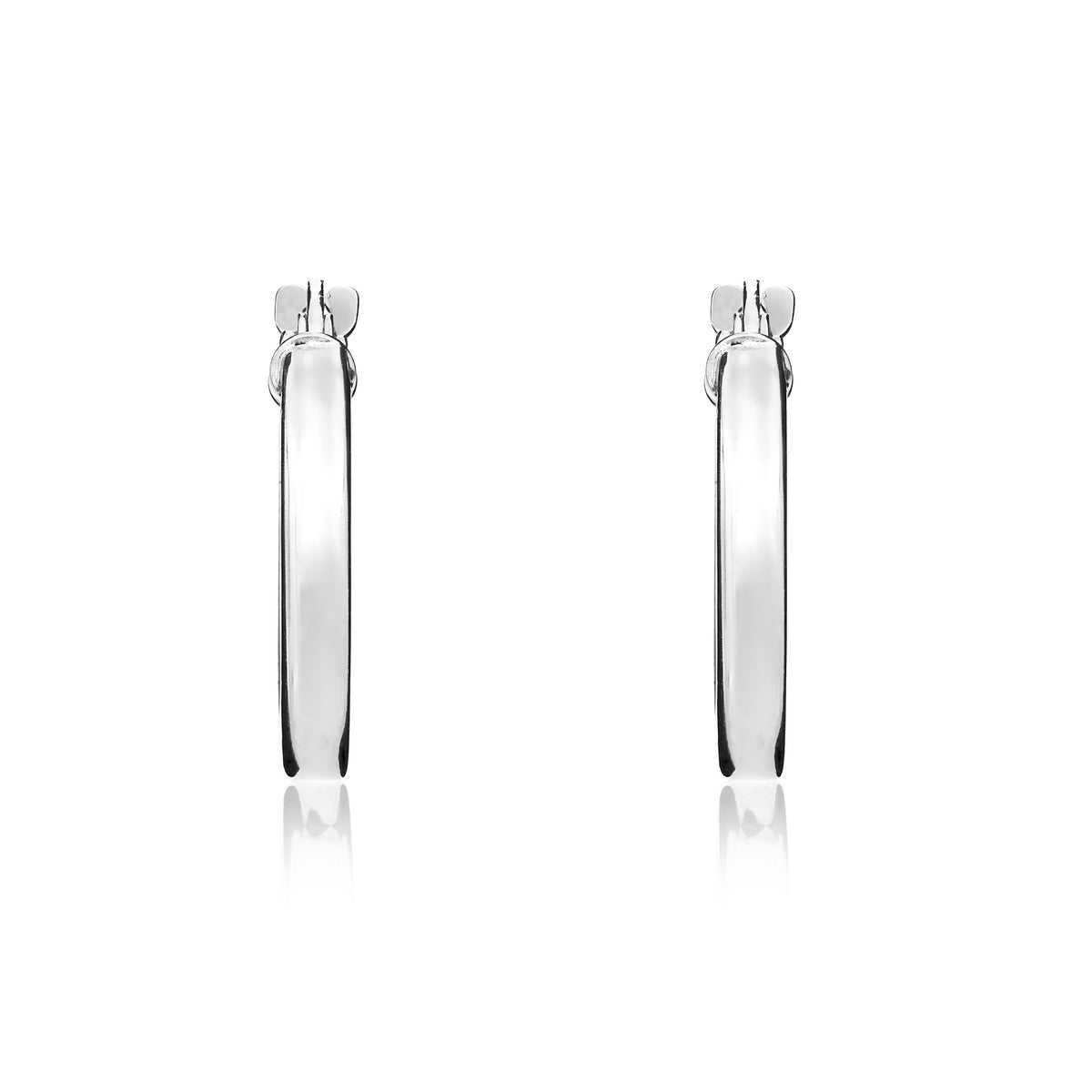 9ct White Gold Square Tube Hoop Earrings - view 2
