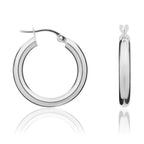 9ct White Gold Round Polished Hoop Earrings - view 1
