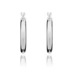 9ct White Gold Round Polished Hoop Earrings - view 2