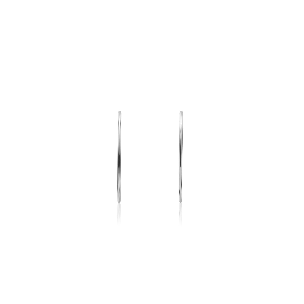 9ct White Gold Thin Sleeper Hoop Earrings - view 2