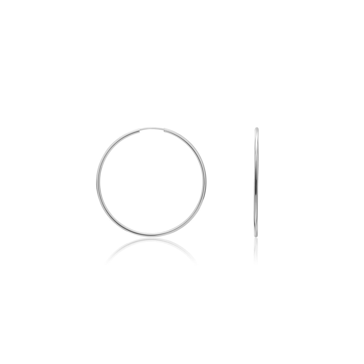 9ct White Gold Thin Sleeper Hoop Earrings - view 3