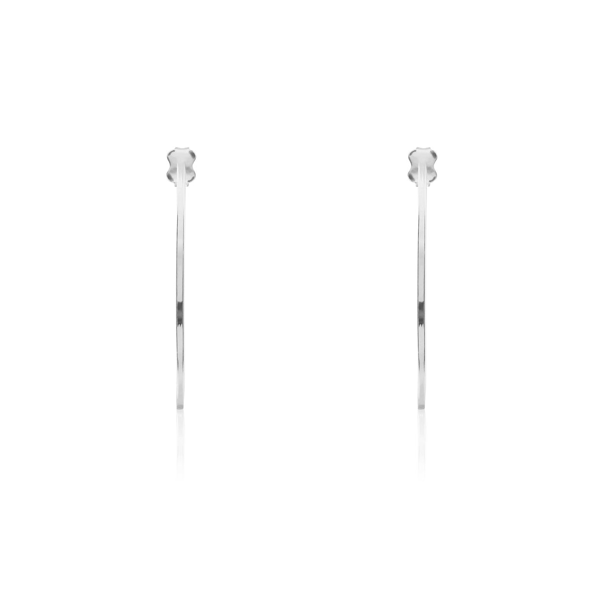 9ct White Gold Peg & Scroll Hoop Earrings - view 2