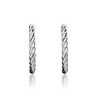 9ct White Gold Twist Peg & Scroll Hoop Earrings - view 2