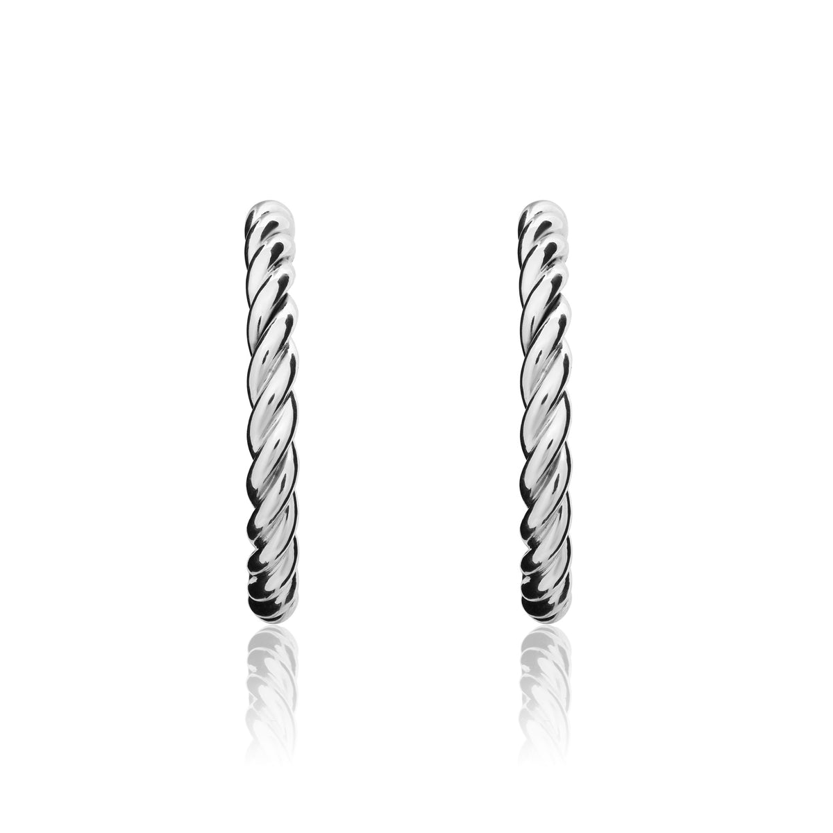 9ct White Gold Twist Peg & Scroll Hoop Earrings - view 2