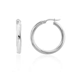 9ct White Gold Twist Hoop Earrings - view 1