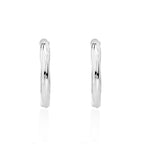 9ct White Gold Twist Hoop Earrings - view 2