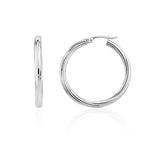 9ct White Gold Twist Hoop Earrings - view 1