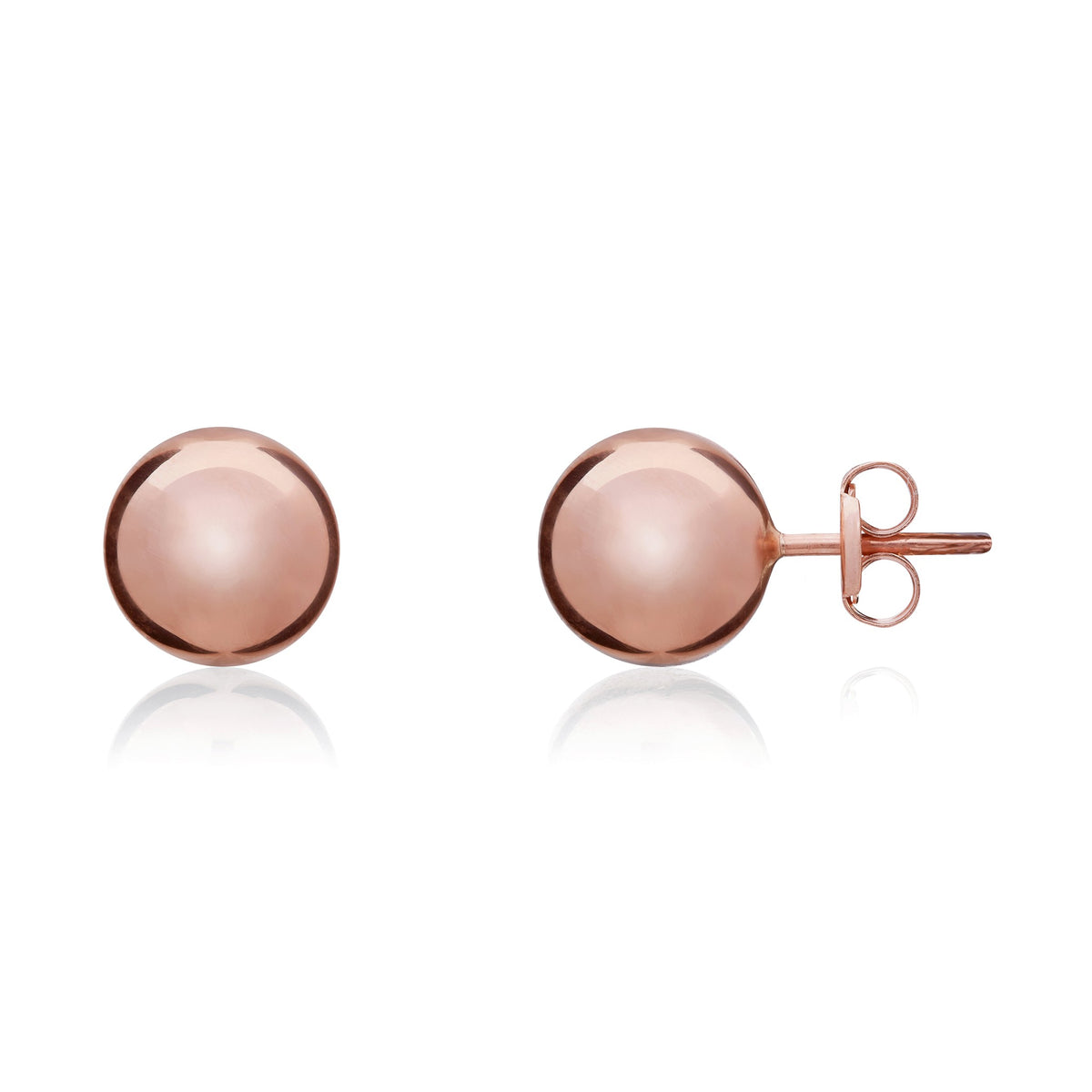 9ct Rose Gold Polished Ball Stud Earrings 8mm