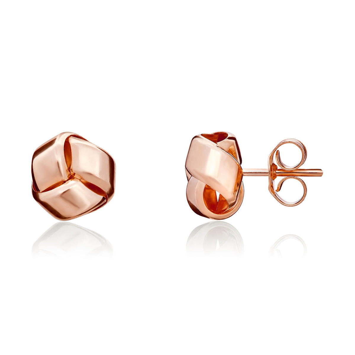 9ct Rose Gold Simple Polished Knot Stud Earrings
