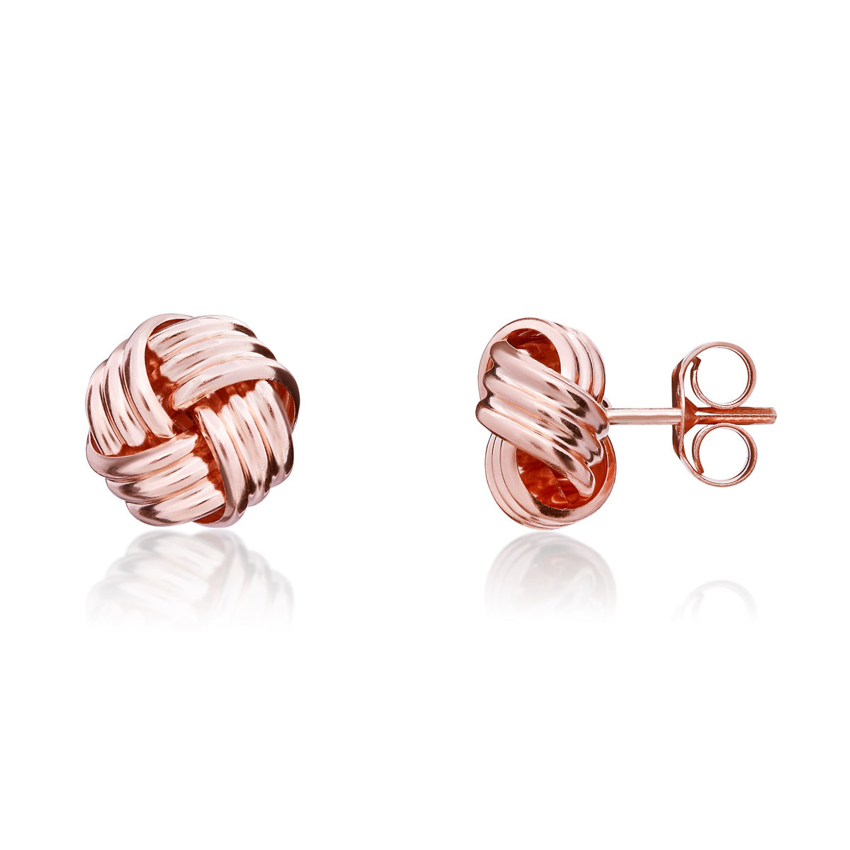 9ct Rose Gold Polished Ribbed Knot Stud Earrings