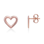 9ct Rose Gold Open Heart Stud Earrings - view 1