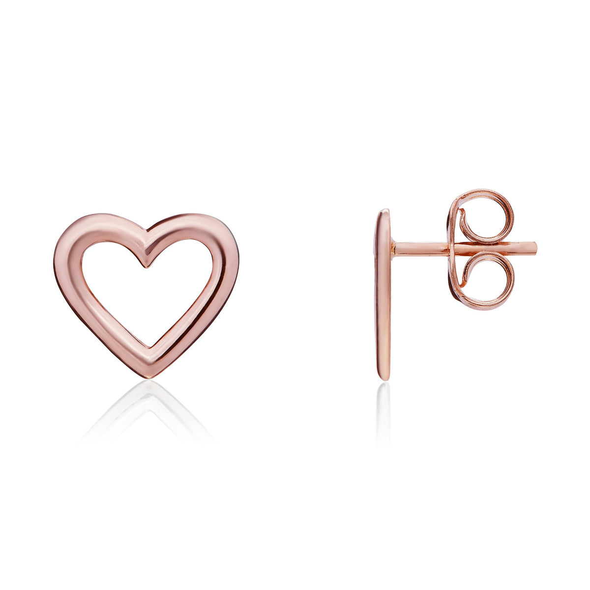 9ct Rose Gold Open Heart Stud Earrings - view 1