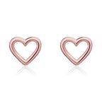 9ct Rose Gold Open Heart Stud Earrings - view 2